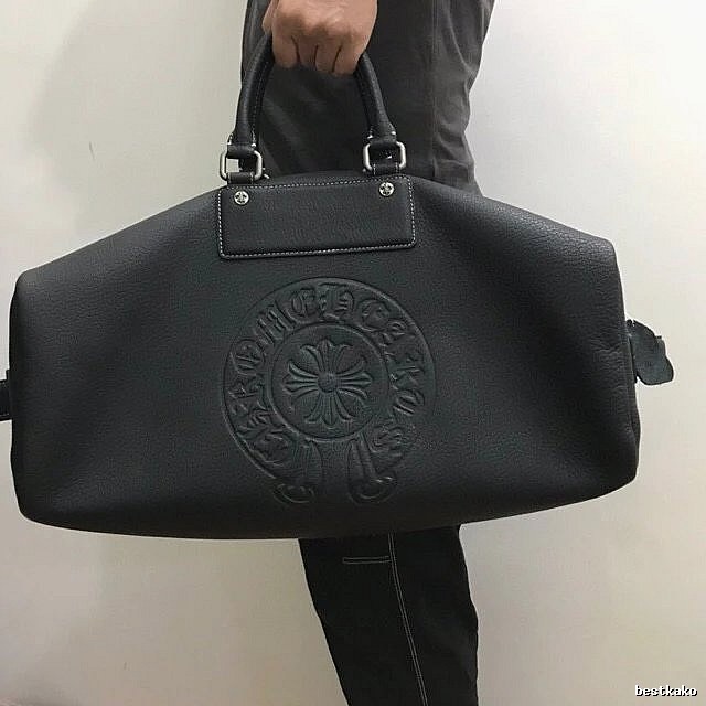 Chrome Hearts Black Leather Duffel Duffel Bag for Daily Rotation