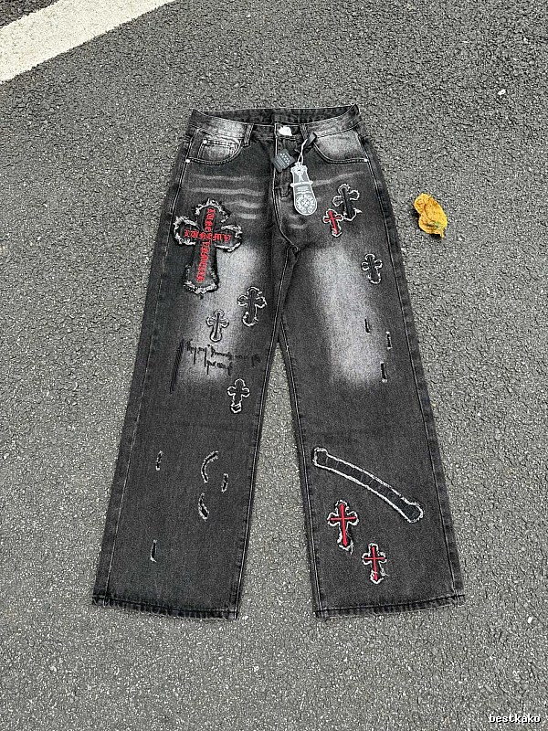 Chrome Hearts Black Wash Weekend Cross Graphic Jeans