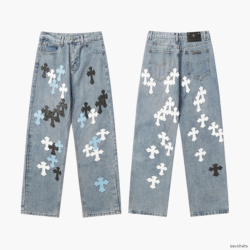 Chrome Hearts Compact Graphic jeans Light Denim Jeans for Sport-Inspired Styling
