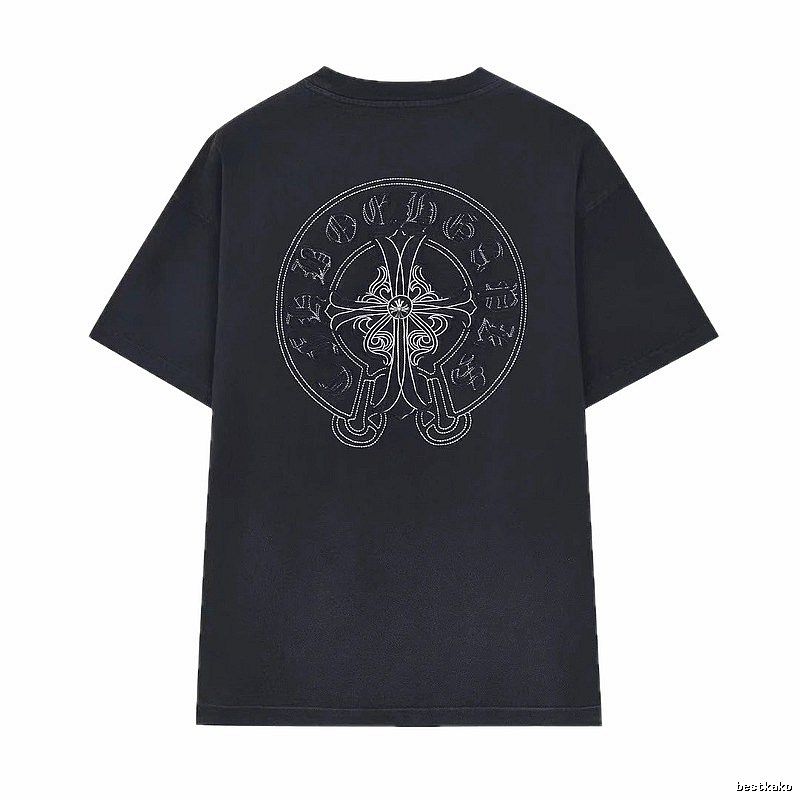 Chrome Hearts Cross Embroidered Street Style Black T-Shirt