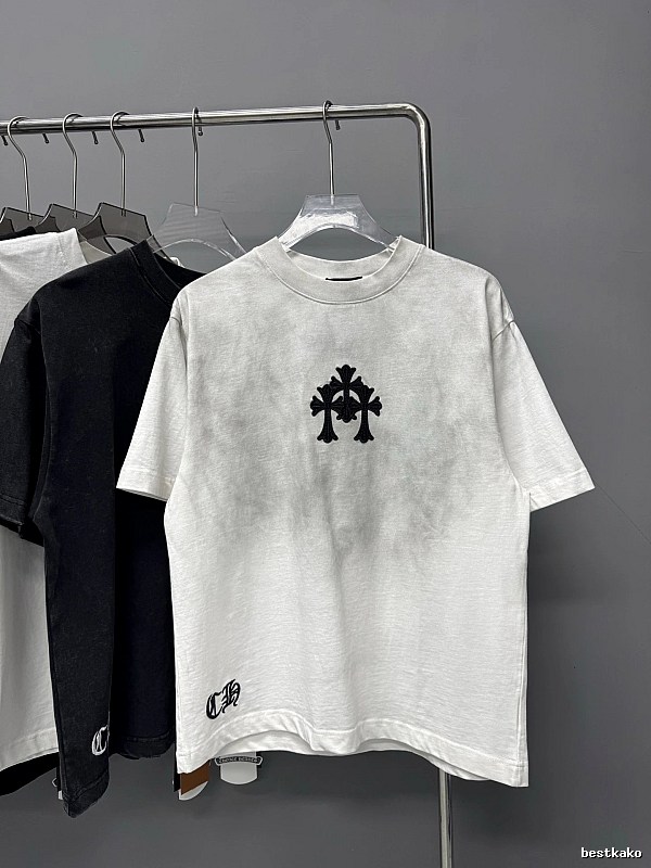 Chrome Hearts Cross Embroidered Street Style White T-shirt