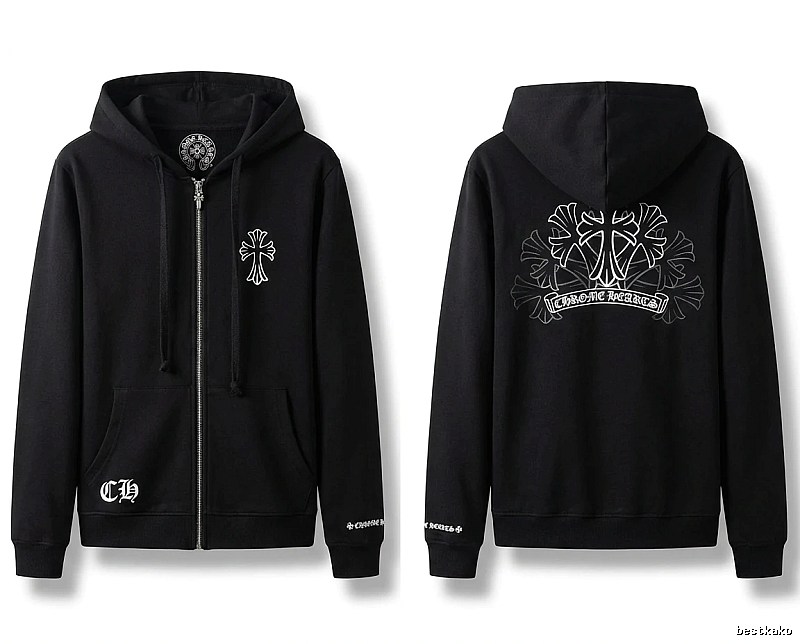 Chrome Hearts Cross Print Style Black Sweatshirt