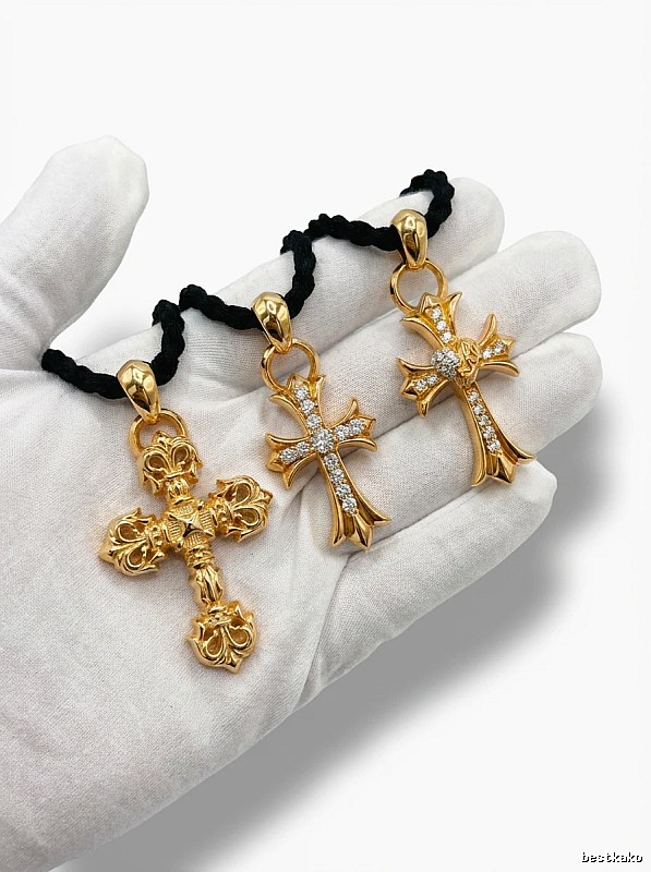 Chrome Hearts Cross Trendy Brand Gold Pendant