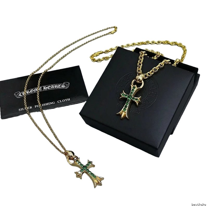Chrome Hearts Cross Vintage Style Gold Necklace