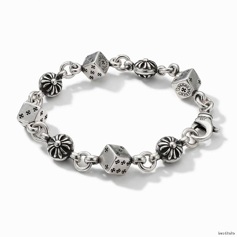 Chrome Hearts Dice Retro Style Silver Bracelet