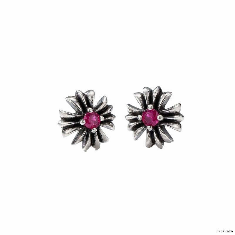 Chrome Hearts Flower Style Rose Red Earrings