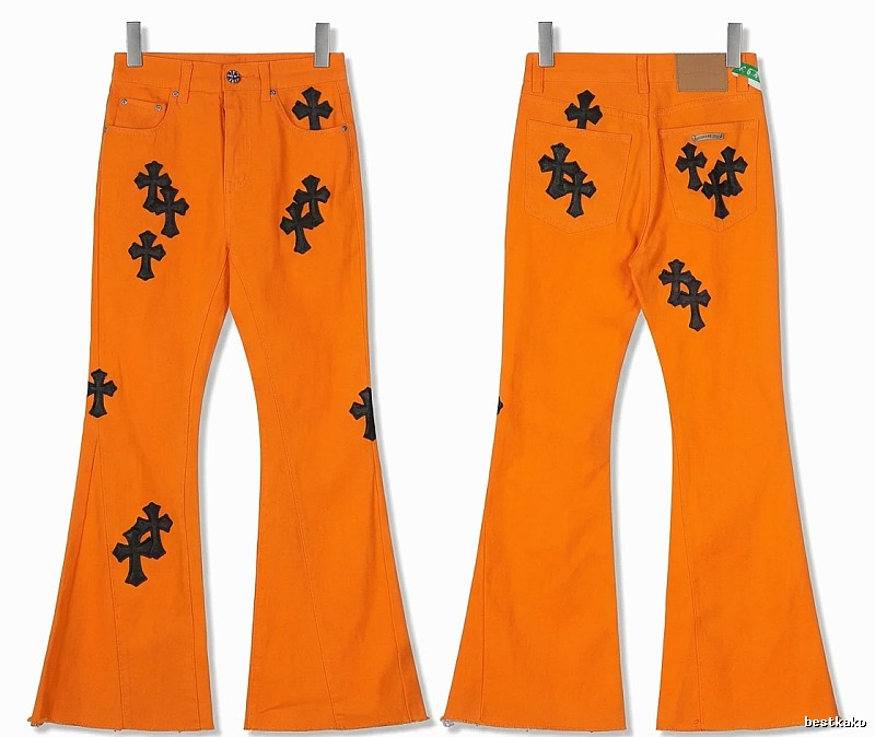 Chrome Hearts Orange and Black Flared Pants