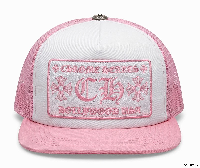Chrome Hearts Retro Style Pink and White Hat