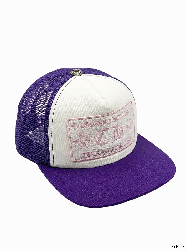 Chrome Hearts retro style purple and white hat