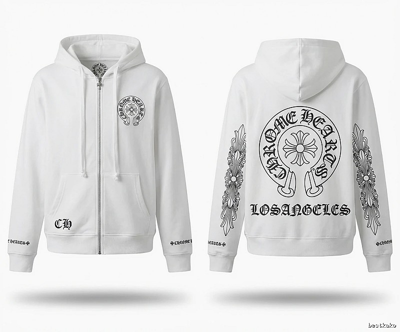 Chrome Hearts Retro Style White Hoodie