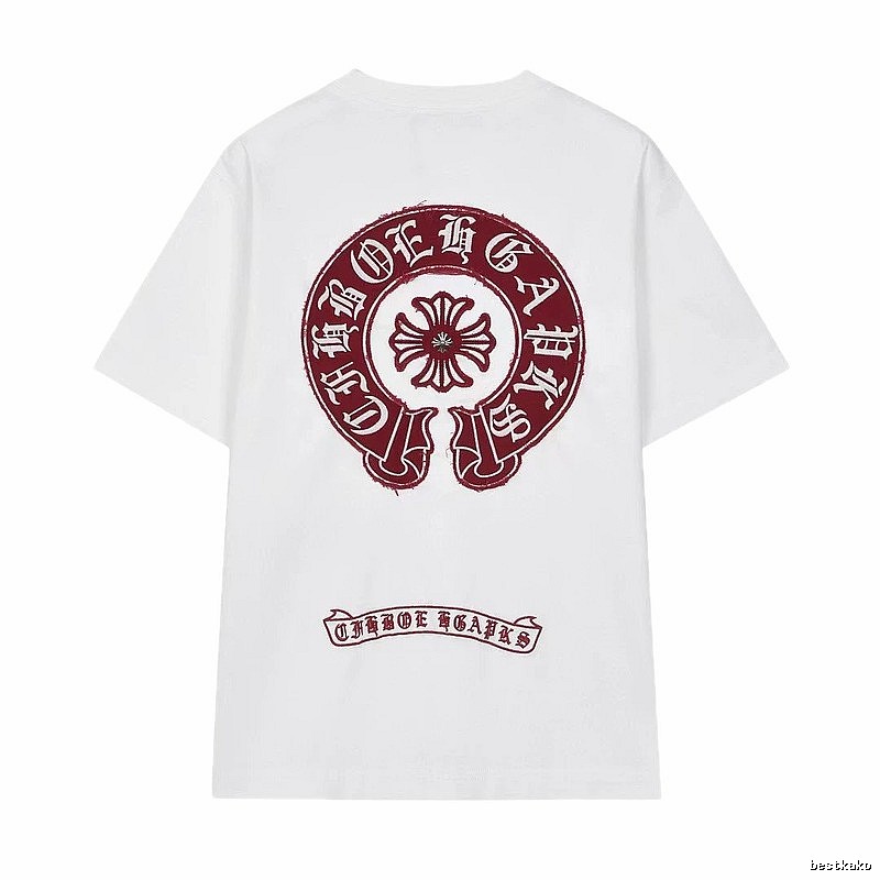 Chrome Hearts Vintage Style White T-shirt with Horseshoe Embroidery