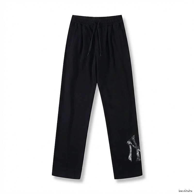 Classic trendy brand black trousers of MLB
