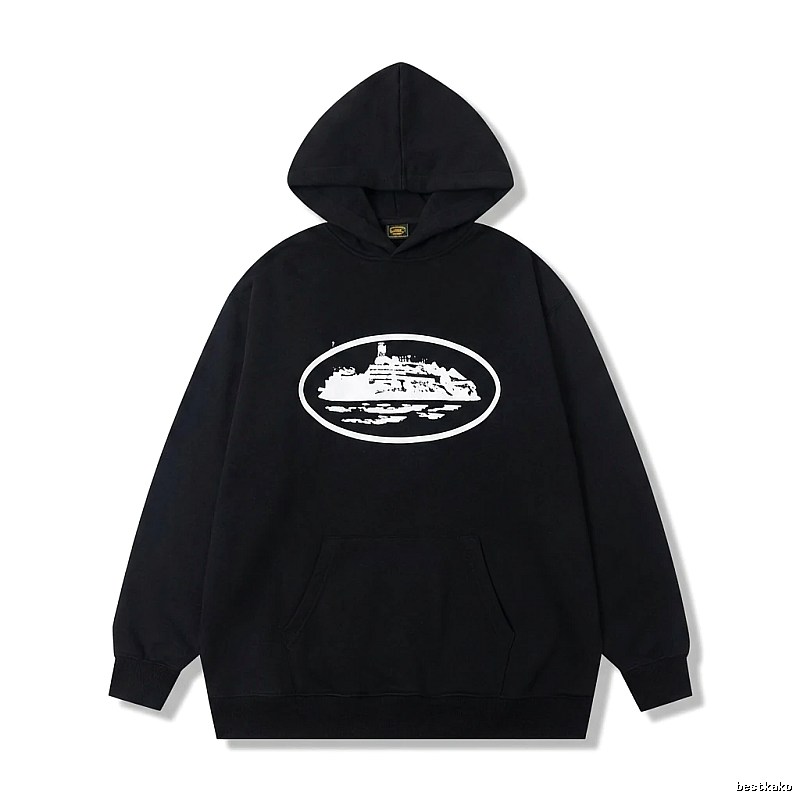 Corteiz black minimalist style hoodie