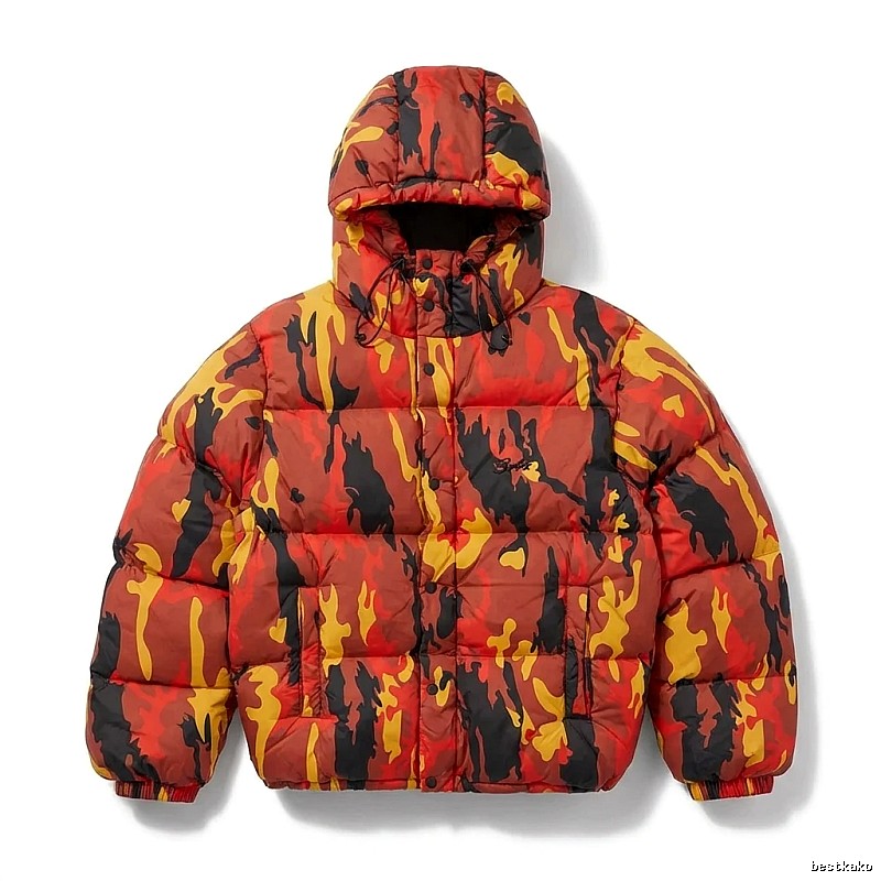 Corteiz camouflage-style red down jacket