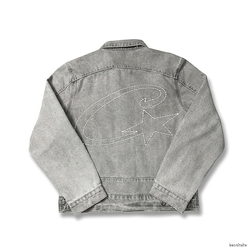 Corteiz denim retro-style grey coat