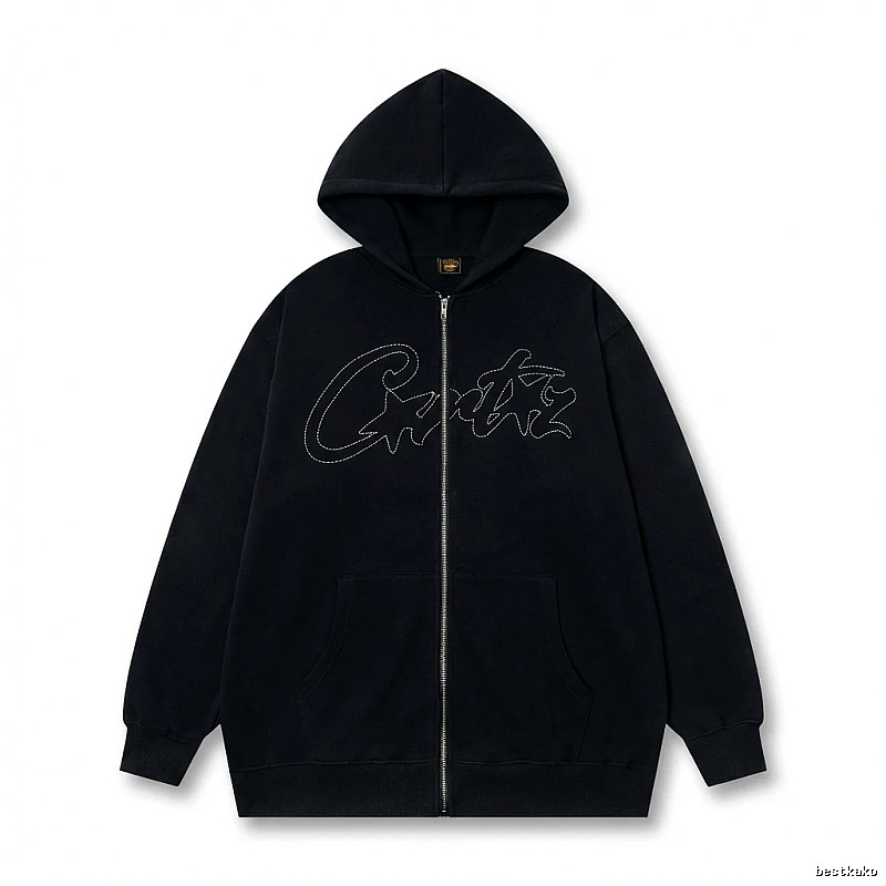 Corteiz minimalist style black hoodie