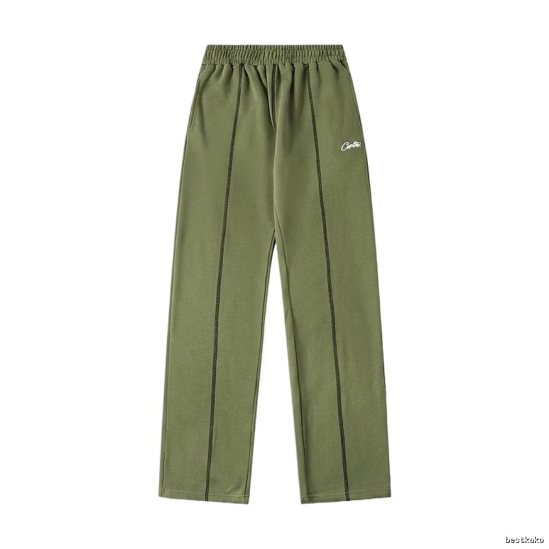 Corteiz minimalist style olive green long trousers