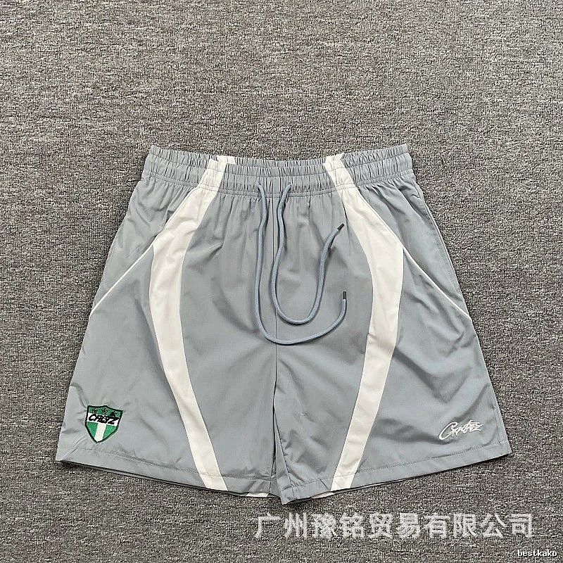 Corteiz Shield Logo Street Style Light Gray Athletic Shorts