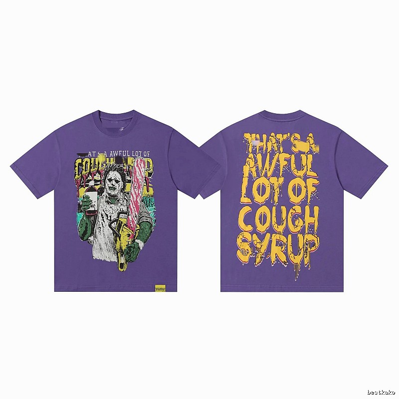 COUGH SYRUP American Street Style Purple Printed Short Sleeve T-Shirt