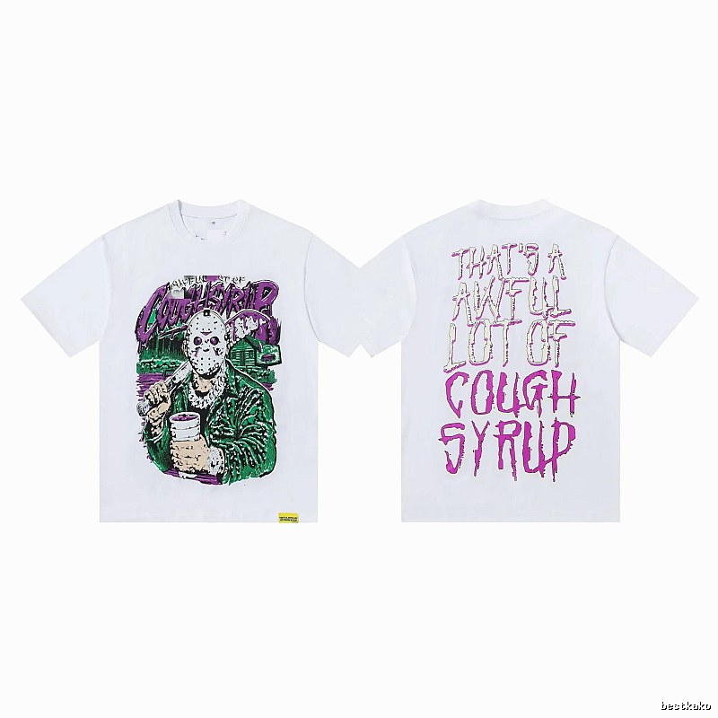 COUGH SYRUP Jason Print Street Style White T-shirt
