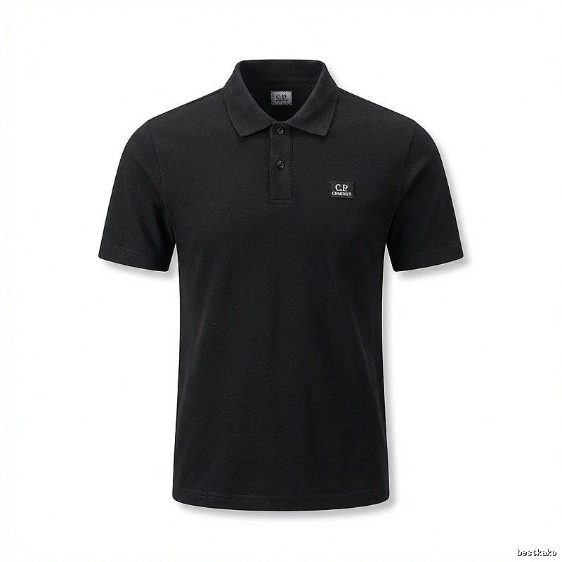 C.P. Simple Style Black Polo Shirt