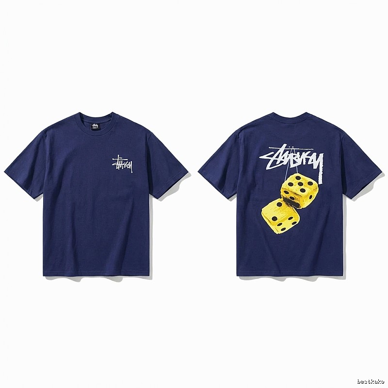 Deep blue T-shirt with Stussy dice print