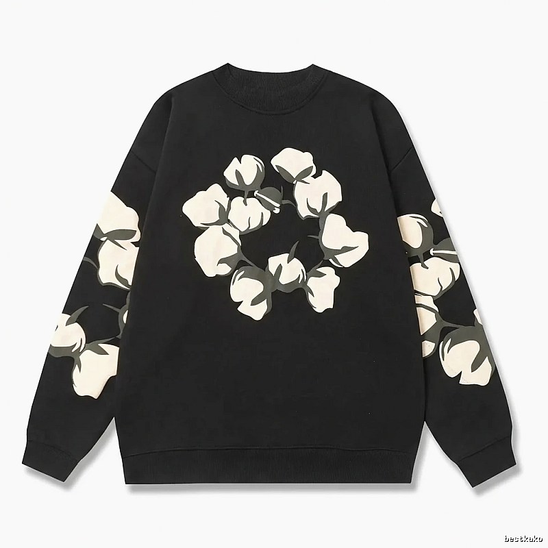 DENIM TEARS Cotton Printed Black Sweatshirt
