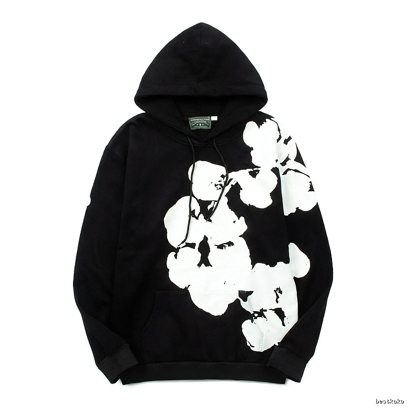DENIM TEARS Floral Style Black Hoodie