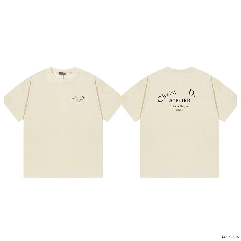 Dior Atelier Minimalist Style Beige Short-sleeve T-shirt