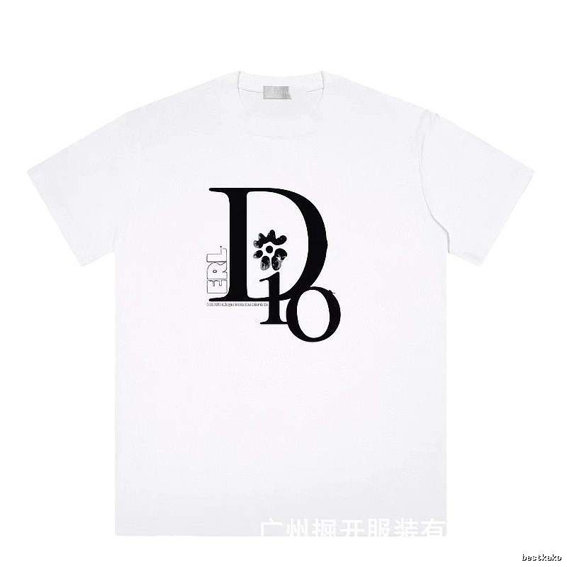 Dior Co-branded Trendy Style Printed White T-Shirt