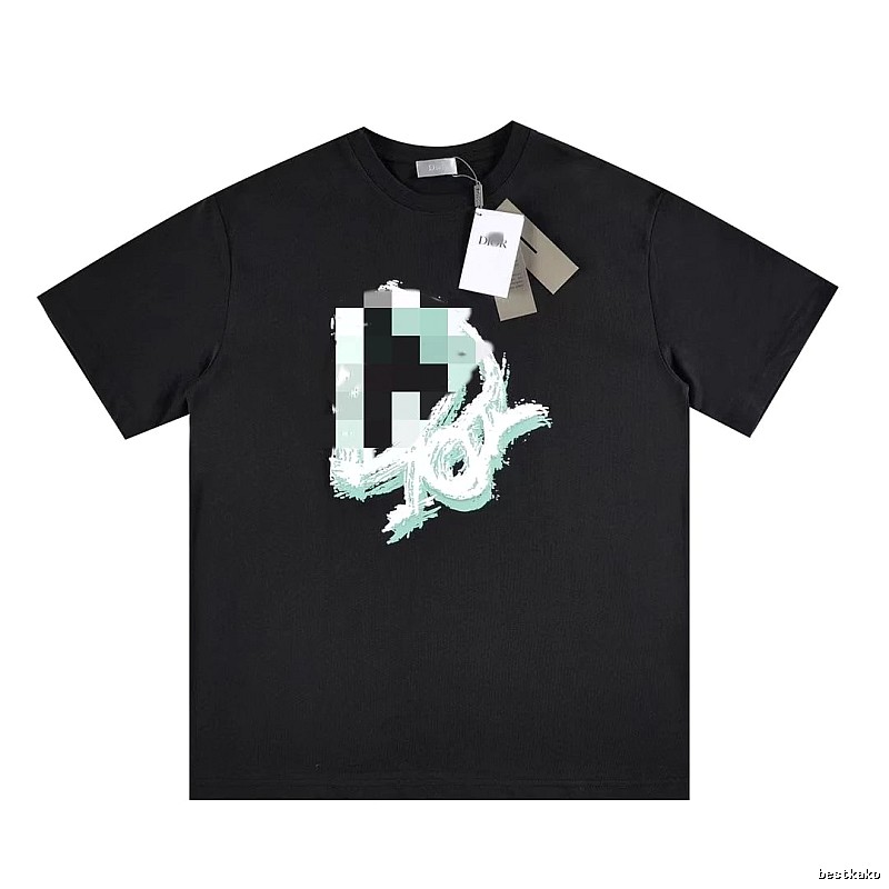 Dior Graffiti Cool & Trendy Style Black Short-sleeve T-shirt