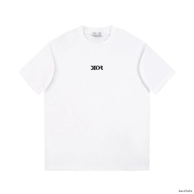 Dior Minimalist Style Embroidered Logo White Short-sleeved T-shirt