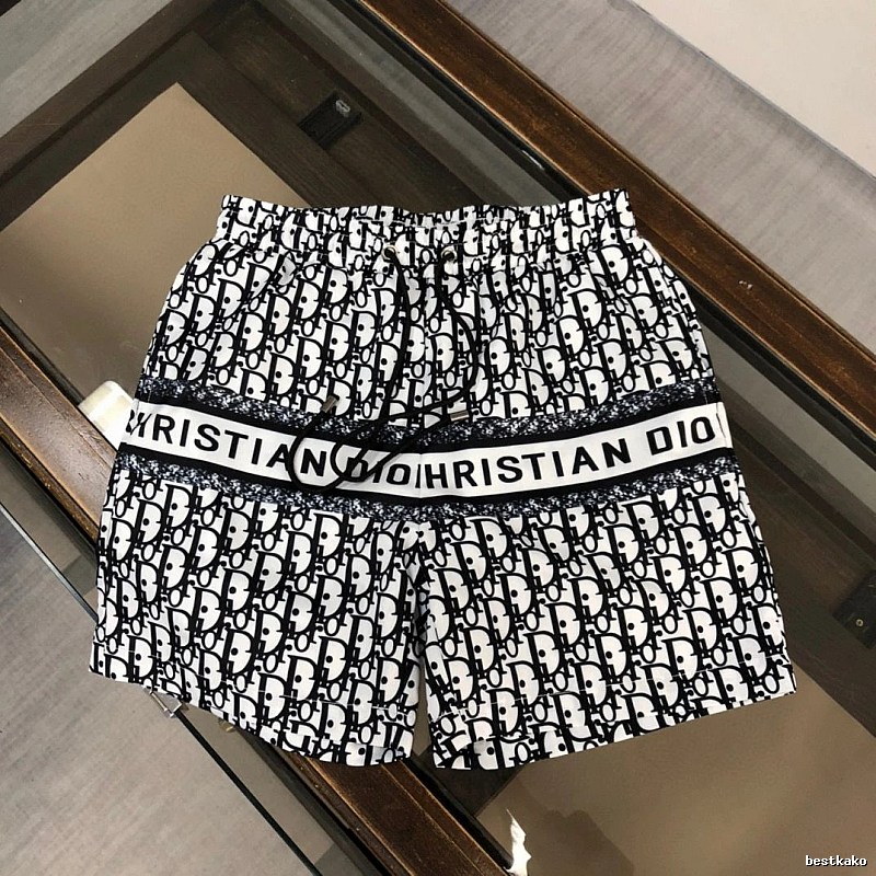 Dior Monogram All-over Print Light Luxury Style Black and White Shorts