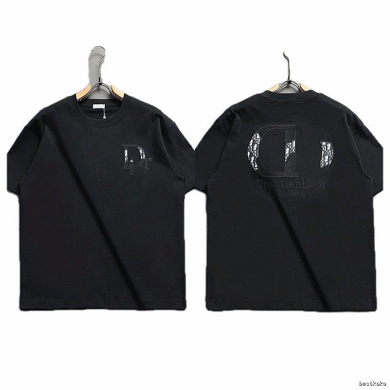 Dior Monogram Light Luxury Style Black Short-sleeve T-shirt
