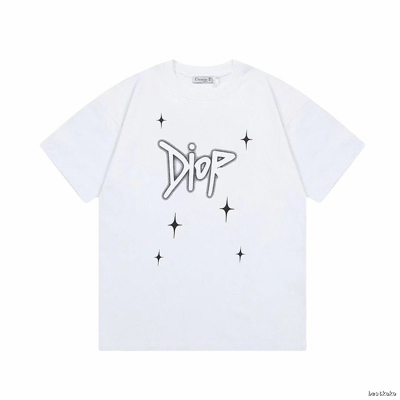 Dior Starburst Graffiti Street Style White Short-sleeve T-shirt