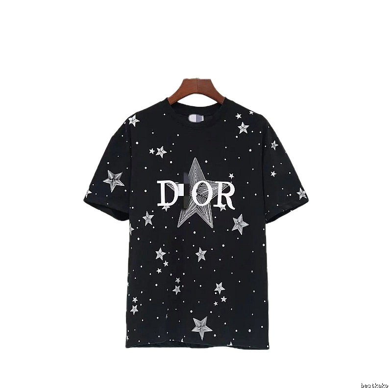 Dior Trendy Cool All-over Star Print Black T-Shirt