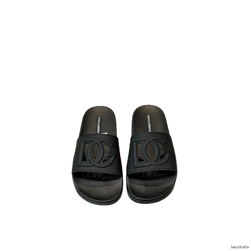 Dolce & Gabbana DG Embossed Casual-style Black Slippers