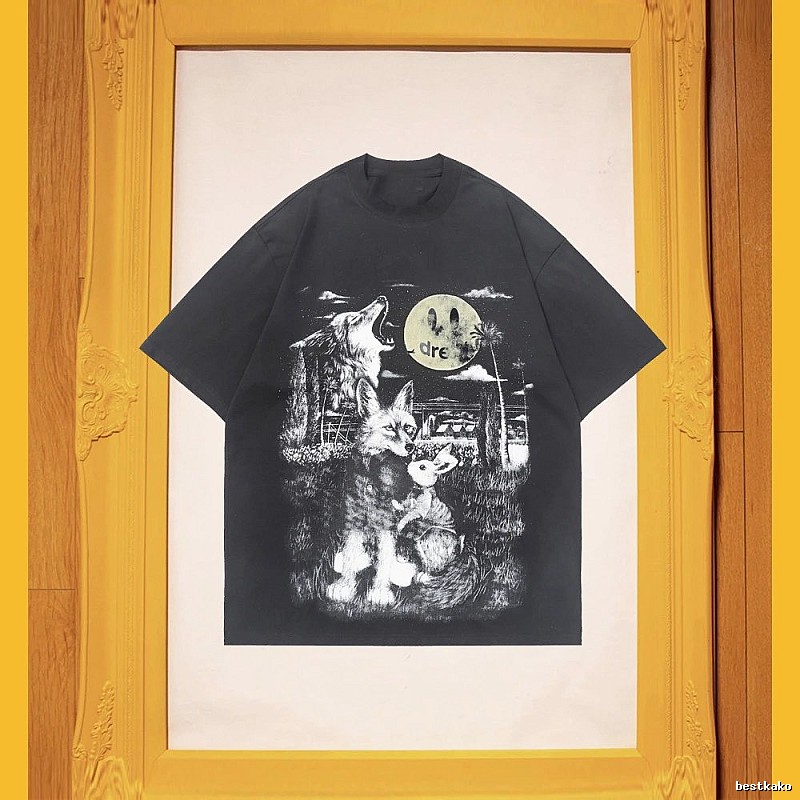 DREW Animal Print Street Style Black T-Shirt