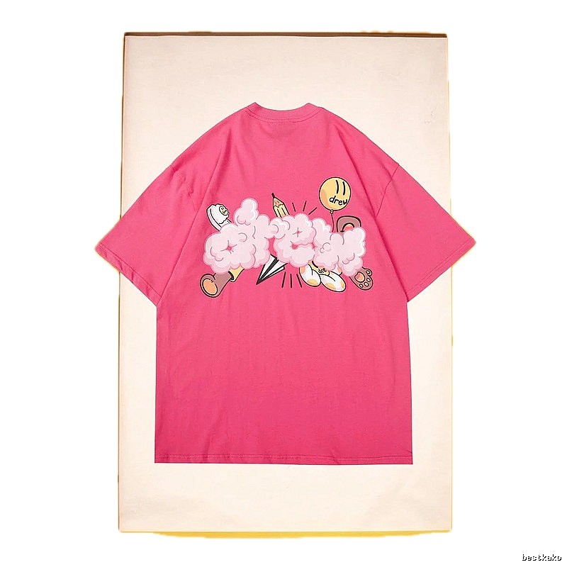 DREW Cloud Print Street Style Pink T-Shirt