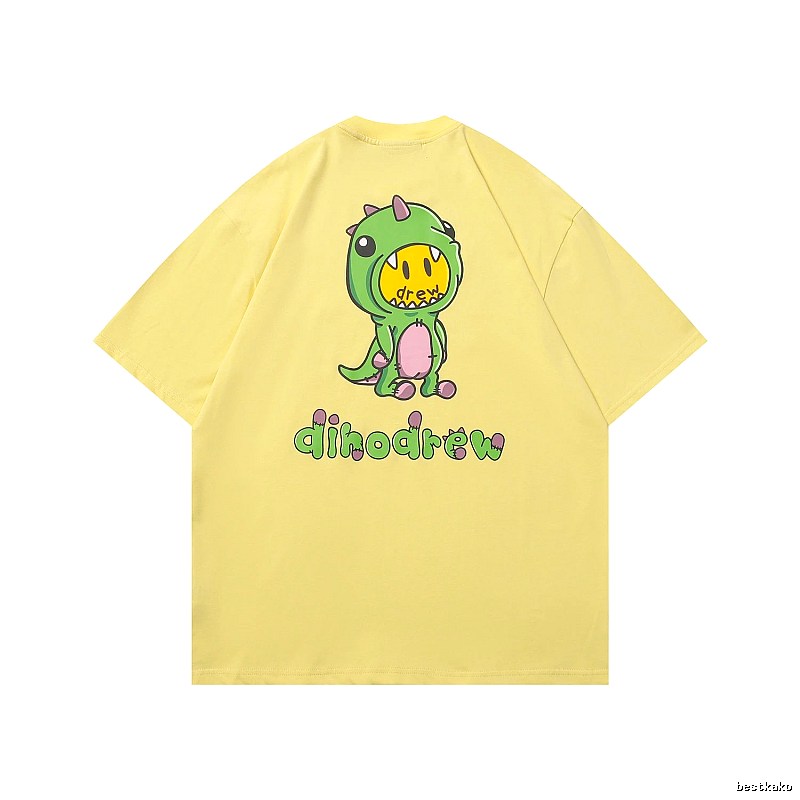 DREW Dinosaur Print Street Style Yellow Short-sleeve T-shirt