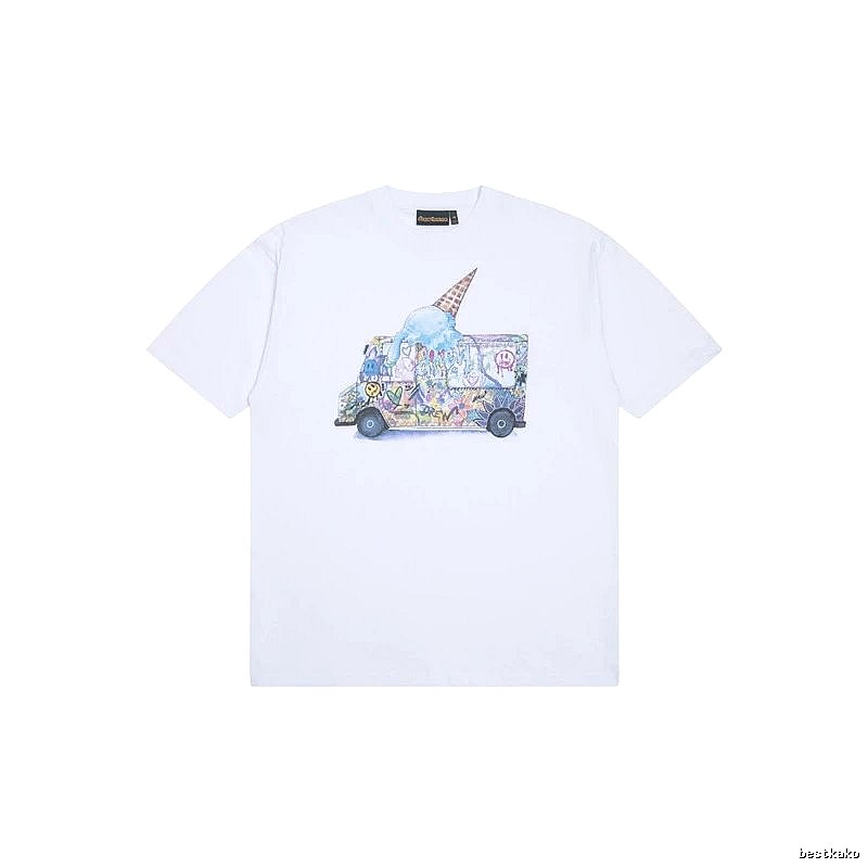 DREW Graffiti Ice Cream Truck Street Style White T-shirt