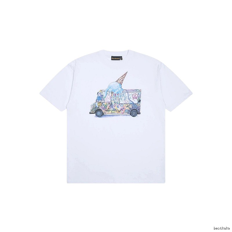 DREW Graffiti Style Ice Cream Truck White Short Sleeve T-shirt