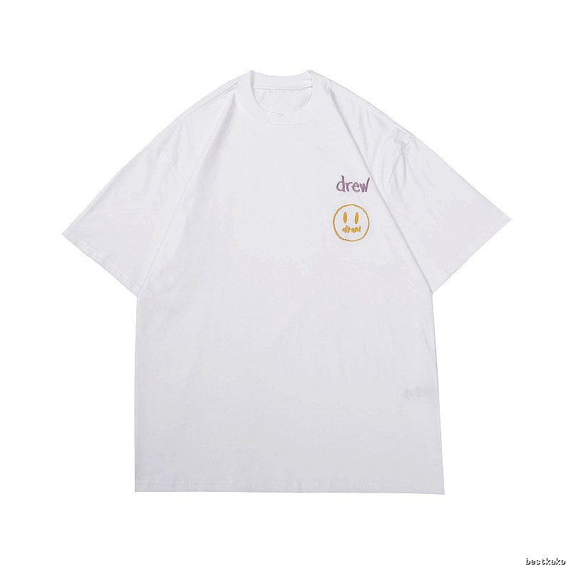 DREW Smiley Embroidered Street Style White T-Shirt