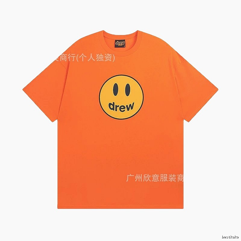DREW Smiley Series Street Style Orange Short Sleeve T-shirt