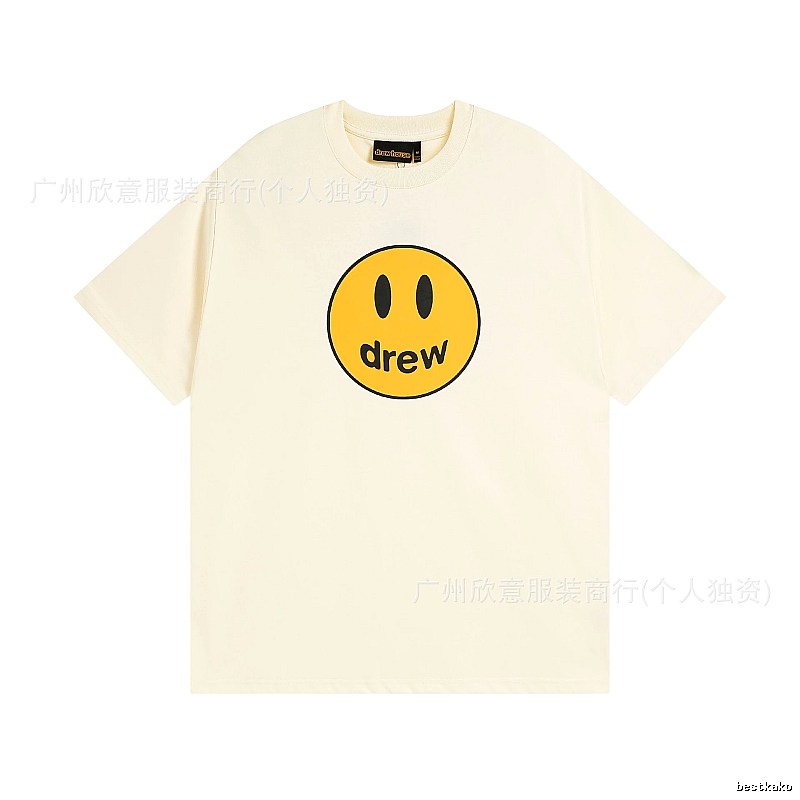 DREW Smiley Street Style Off-white Short Sleeve T-Shirt