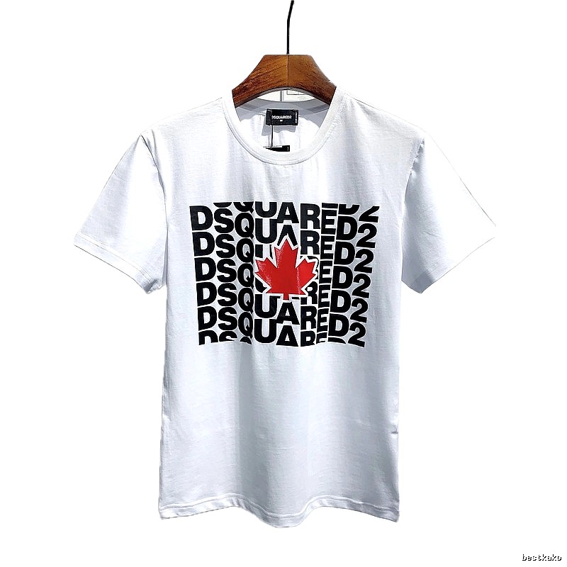 DSQ2 Maple Leaf Print Street Style White Short Sleeve T-Shirt