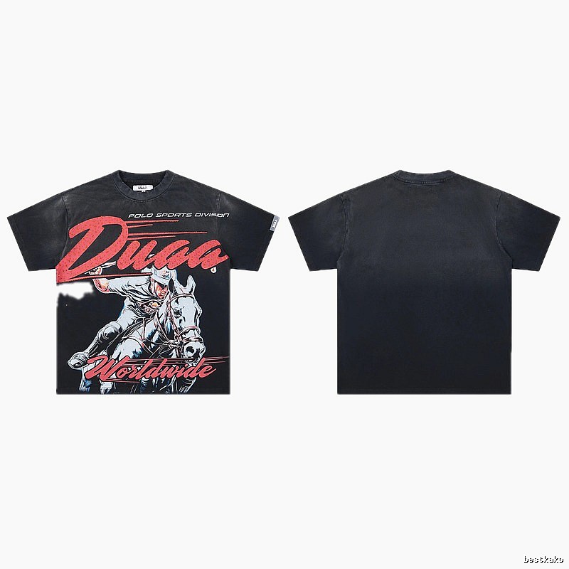 DUAA Vintage Style Black Polo T-Shirt