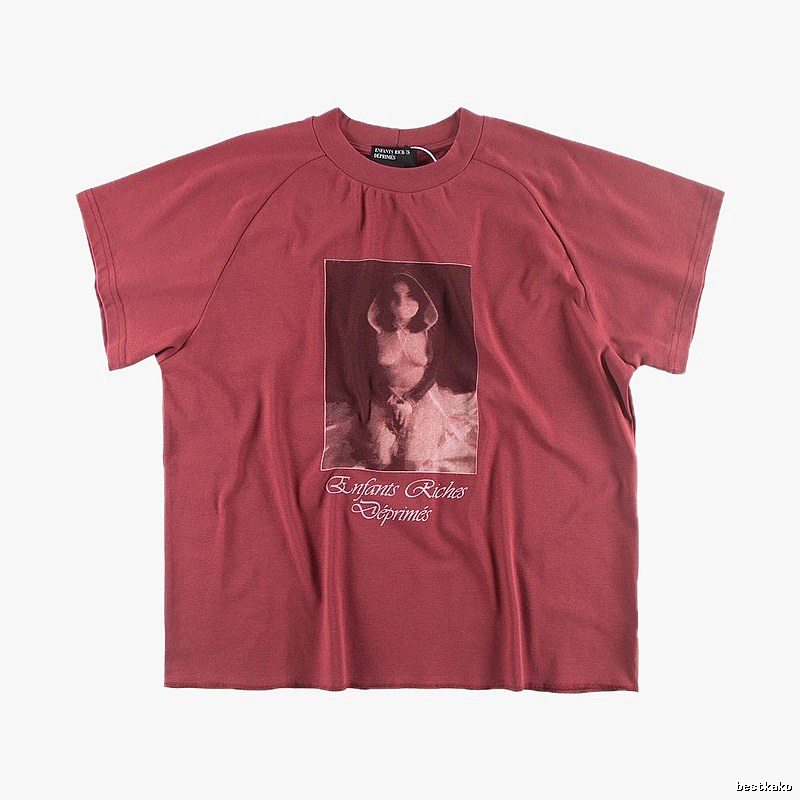 ERD Portrait Print Vintage Style Burgundy T-shirt