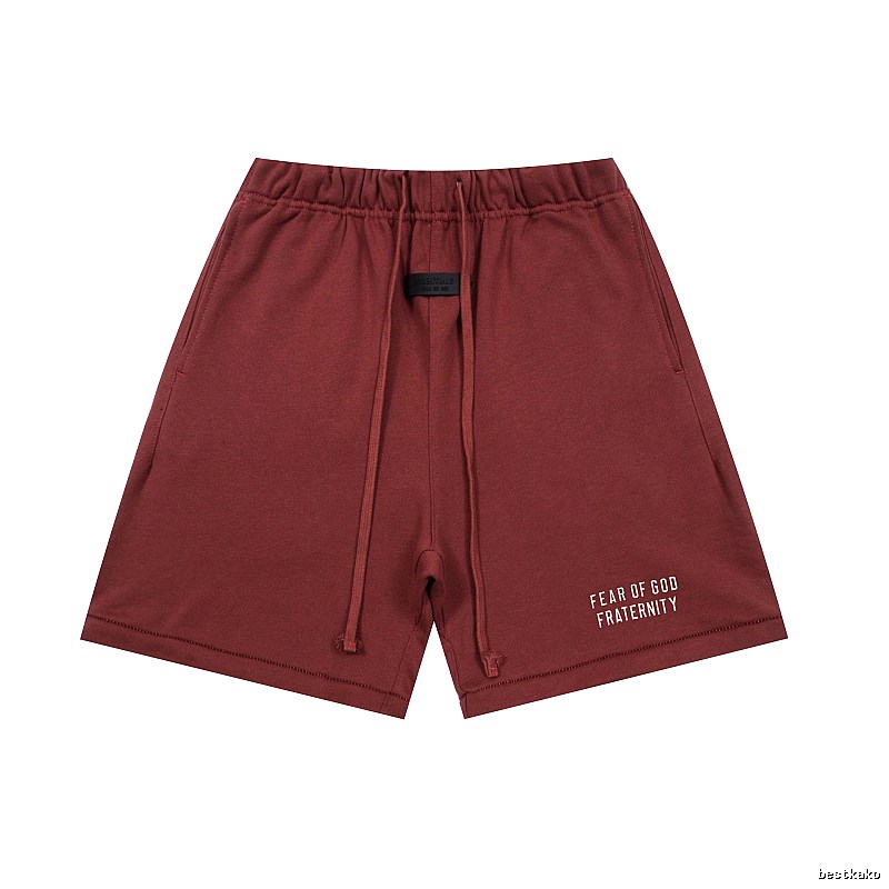 ESSENTIALS minimalist style wine red shorts