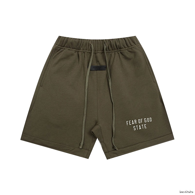 ESSENTIALS Sporty Military Green Shorts